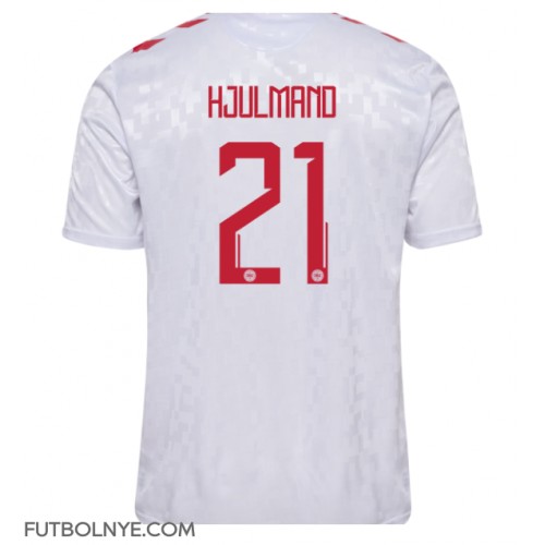 Camiseta Dinamarca Morten Hjulmand #21 Visitante Equipación Eurocopa 2024 manga corta